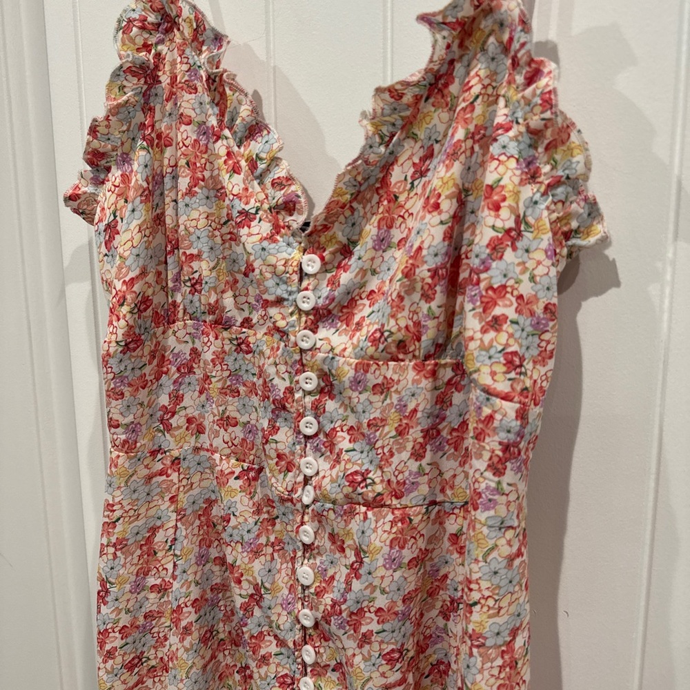 Petal and Pup Floral Button-Down Ruffle Dress